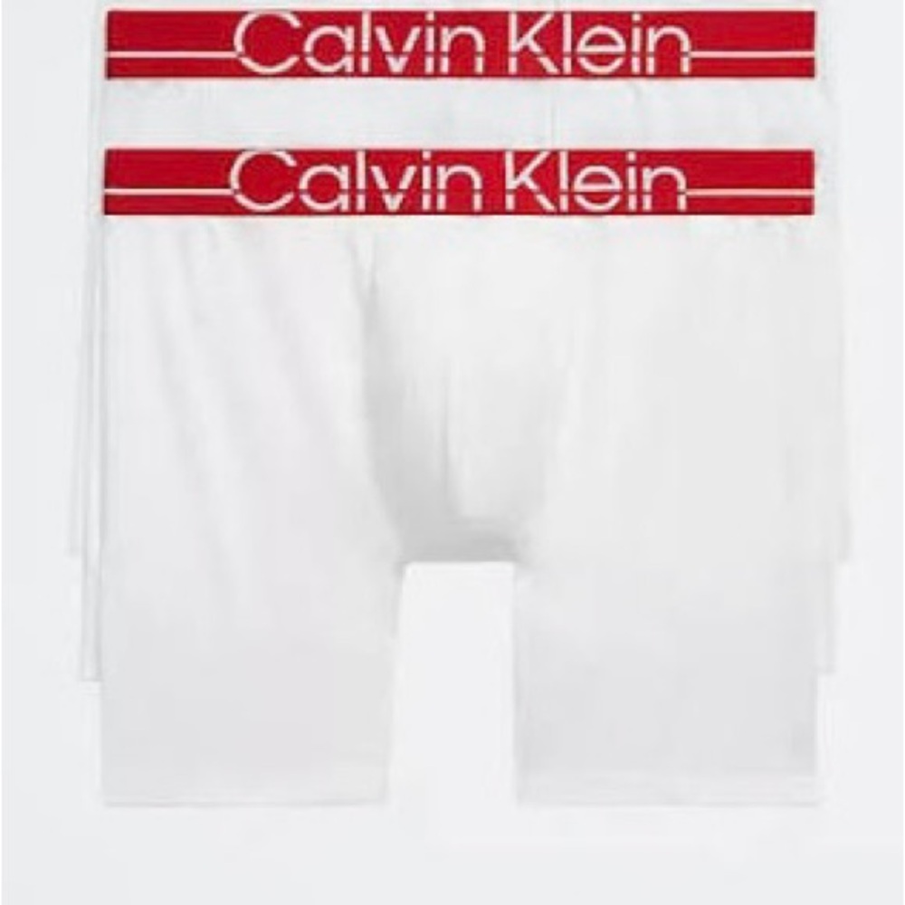 Calvin Klein White Boxer Briefs with Red Accents
